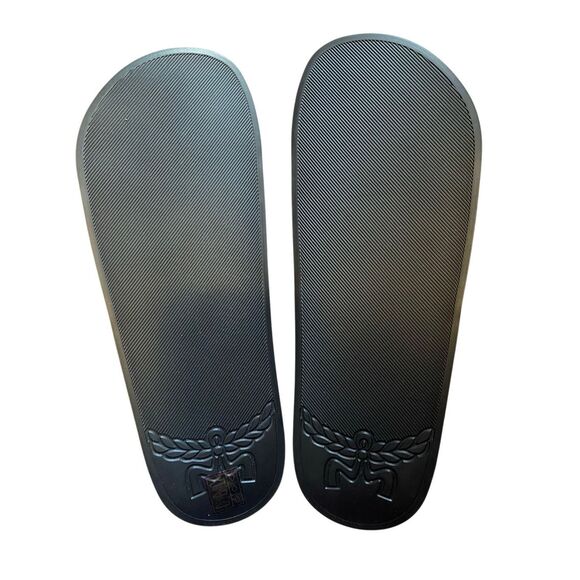 NIB MCM Mens US 10 Persimmon Orange Visetos Monogram Print Vamp Slide Sandals - Picture 5 of 16